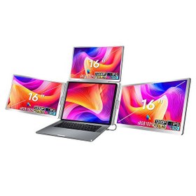 Resim NPO NPM788 16" FHD 1200P IPS Type-C Taşınabilir 3'lü Monitör Çoklayıcı Standlı Notebook Monitör 