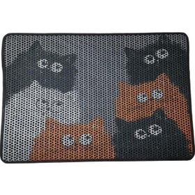 Resim Nanbell Büyük Elekli Çift Katlı Kedi Kumu Paspası 75x59 Cm Desenli No:1 