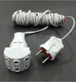 Resim abnturk 5 Metre 2x0.75 Kablolu Üçlü 6 Lı Priz Seyyar Uzatma Kablosu Telefon Şarjı Led Tv Uydu Cihazı Için 