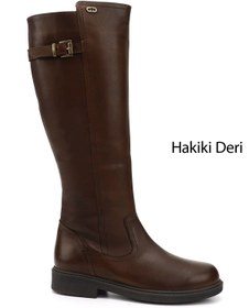 Resim GÖNDERİ(R) Kadın / Kız Kahve Antik Fermuarlı Kauçuk Taban Hakiki Deri Çizme 