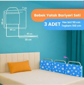 Resim Miralay Yeni Nesil Yatak Bariyeri 50 x 30 CM Mavi Yıldız 3 Adet 