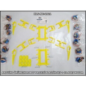 Resim Arduino Örümcek Robot Projesi Plastik Set + 12 Adet Motor 
