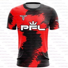 Resim Snapbuy Pfl 2025 Erkek Yaz Mma Boks Forması Kısa Kollu Spor T-shirt Büyük Boykırmızı Kirmizi 