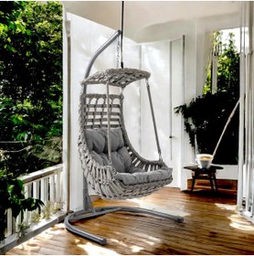 Resim Capri Swing Alaçatı Tekli Rattan Bahçe Salıncağı | Balkon Salıncağı 