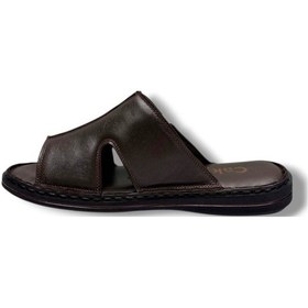 Resim Cakgo 163-26 Hakiki Deri Ultra Soft Geniş Bant Anatomik Erkek Terlik 40-47 Kahverengi 
