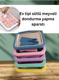 Resim Genel Markalar Ev Tipi Spatula'lı Meyveli Sütlü Dondurma Yapma Tavası Aparatı Dondurma tava 