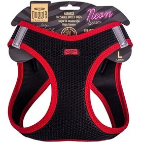 Resim Doggie Havalı Dokuma Neon Serisi Küçük Irk Göğüs Tasması Kırmızı 