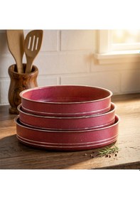 Resim Porsima Montella 3lü Tepsi Seti Fırın Tepsisi 26-28-30cm Kızıl Kırmızı 