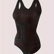 Resim Kadınların Yüksek Destekli Karın Kontrolü Şekillendirici Bodysuit - Ön Kapatma ile Bel Eğitmeni, Popo Kaldırıcı ve Karın Desteği, Naylon-Spandeks Karışımı, Yastıksız, Düz Renk, Duruş ve Güven için, Duruş Geliştirme, Şık Tasarım, Dayanıklı Kumaş 