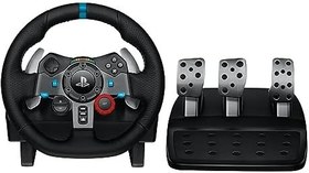 Resim Logitech G 29 Driving Force Oyun Yarış Direksiyonu, İki Motorlu Güç Geri Bildirimi, 900° Direksiyon Alanı, Yarış Direksiyonu, Ayarlanabilir Paslanmaz Çelik Zemin Pedalları, PS4/PS3/PC/Mac - UK Konnektörü, Siyah 