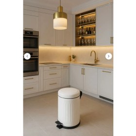 Resim Defne Beyaz Çöp Kovası- Ofis Çöp Kutusu Çizgili Model 16 Litre 