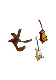 Resim Ahşap Klasik Akustik Elektro Gitar Standı Donizetti Siyah 