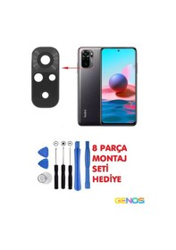Resim Xiaomi Redmi Note 10 Arka Kamera Camı Kamera Camı Lensi + Montaj Set 