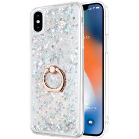Resim Apple Iphone Xs Max Kılıf Glitter Liquid Holder Gümüş 