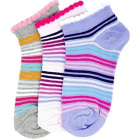 Resim Ciorap 3'Lü Kız Çocuk Çemberli Simli Çorap 2022-B3 