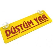 Resim Düştüm Yaa Yazılı Sarı Dekor Plaka Vantuzlu Cam Süsü 