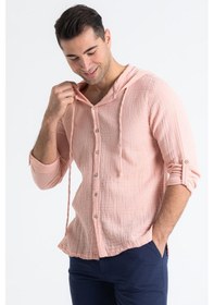 Resim Uzun Kol Erkek Kapüşonlu Yazlık Müslin Sweatshirt Pudra Pdr-pudra Pudra 