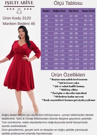 Resim IŞILTI ABİYE BÜYÜK BEDEN KADİFE ESNEK LİKRALI KRUVAZE YAKA YARIM KOL KİLOŞ ETEK MİDİ BOY ABİYE 3120 