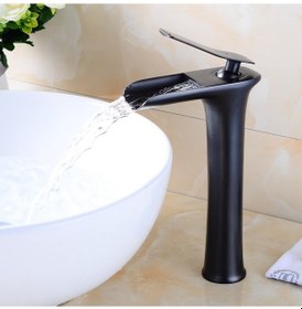Resim Fause Yüksek Çanak Lavabo Bataryası Şelale Siyah Ksl102-B 