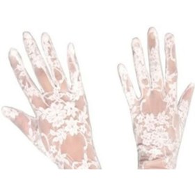 Resim Skygo Dantelli Gelin Eldiveni - Beyaz Kısa 