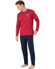 Resim Pierre Cardin Erkek Uzun Kollu Bisiklet Yaka Pijama Takım 6103-bordo-m Çok Renkli 