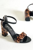 Resim Capone Outfitters Silvy Topuklu Bilekten Bantlı Leopar Kadın Sandalet 