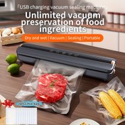 Resim 1 adet USB Şarj Edilebilir Otomatik Vakumlu Mühürleme Makinesi ve 10 Hava Geçirmez Torba, Islak/Kuru Gıda Koruma için Taşınabilir Kompakt Yiyecek Saklayıcı, Evde, Kamp, Av ve Balıkçılık için Tazeliği Korur - İdeal Noel/Doğum Günü Hediyesi, Çok Yönlü Mühürleme Makinesi | Kompakt Vakumlama Cihazı | Şarj Edilebilir Alet 