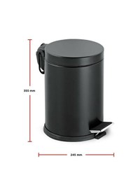 Resim Siyah Renkli Paslanmaz Çelik Pedallı 12 Lt Çöp Kovası Siyah 