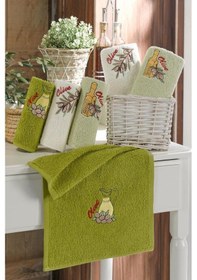 Resim Bonny Home Nakışlı Olive Desenli Pamuklu 6'lı Mutfak El Havlusu 