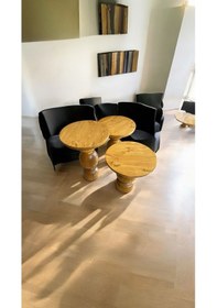 Resim Simillo Wood Wooden Ahşap 3 Lü Set Mantar Yan Sehpa Modern Renk Fiskos Koyu Ceviz 