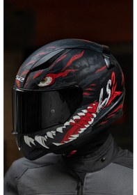 Resim Ls2 Rapıd 2 Kaıju Siyah Camlı Kapalı Motosiklet Kaskı Beyaz - Kırmızı - Mat Siyah 