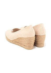 Resim Star Tombis Gerçek Elişi Burnu Açık Dolgu Topuk Keten Hasır Ayakkabı Handmade Bej 