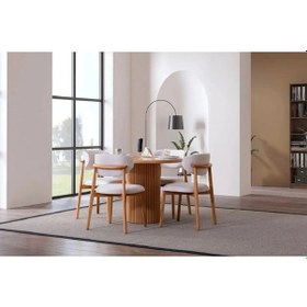 Resim Terra 90x90 Sabit Ahşap Masa Yemek Odası Takımı, Mutfak Takımı 4 Adet Sandalye Açık Kahverengi 