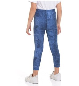 Resim Kot Nakış Detaylı Tayt 2042-1 (3 - 12 Yaş) Mavi 