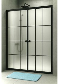 Resim Durul Duşakabin Ön Cephe Siyah Çizgi Buzlu Siyah 