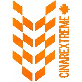 Resim Floresan Turuncu Damalı Kask Motosiklet Sticker Takımı Çınar Extreme 