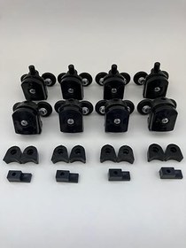 Resim Cam Duşakabin Tekerleği Metal Ayaklı Siyah Plastik 8'li Tam Set 