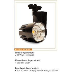 Resim Ledli Ray Spot Siyah Kasa 40 Watt Sıcak Beyaz 4000 K 