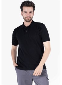 Resim Polo Yaka T-shirt Siyah 