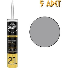 Resim Selsil Silikonize Mastik Gri 500 Gr. - 5 Adet Gri Gri 
