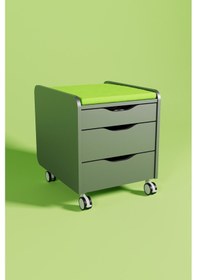 Resim Creo Mobili Çekmeceli Tekerlekli Sirius Keson Oturulabilir Ofis, Ev Komodini Antrasit/yeşil 