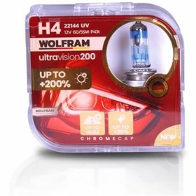 Resim WOLFRAM H4 Halojen Ampul Ultra Vision +%200 Fazla +%20 Beyaz Işık 12V 60/55W 