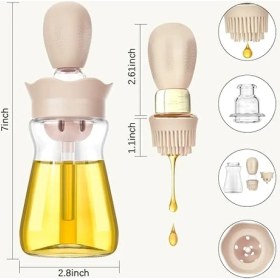 Resim Silikon Cam Hazneli Fırçalı Yağlık Yağ Sos Yumurta Fırçası Pratik Kullanım 