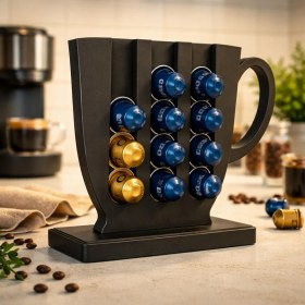 Resim Cenikli Modern Kupa Tasarımlı Kahve Kapsül Standı 