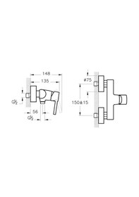 Resim Artema Minimax S A41996 Ankastre Duş Bataryası Krom 