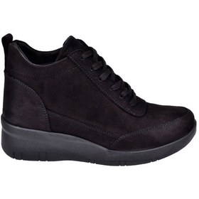 Resim Beety Hakiki Deri Dolgu Taban Nubuk Kadın Bot Bee-375 Siyah Nubuk Siyah Nubuk 
