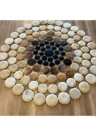 Resim Hoom Rugs Deri 001 Bej Kahve Siyah Yuvarlak Halı Kahve 