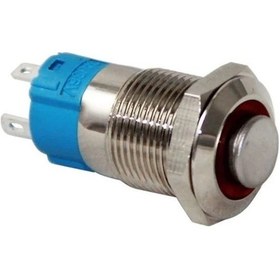 Resim Swion 16mm Led'li Metal Buton Kalıcılı Basıldığında Düz Beyaz Led 