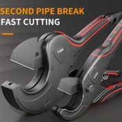 Resim OuDiSi Yüksek Manganez Çelik Boru Kesici | 32mm-75mm Kesme Aralığı | Raket Mekanizmalı Dayanıklı Alüminyum Alaşımlı Gövde | PVC/PU/PP/PE Hortum Kesimi için Ergonomik Tutma | Siyah & Kırmızı 
