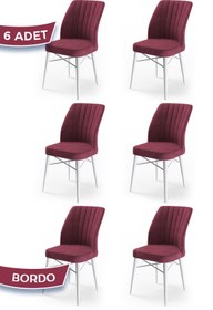 Resim Canisa Concept Flex Serisi Bordo Sandalye Beyaz Gürgen Ayaklı 1.sınıf 6 Adet Sandalye 